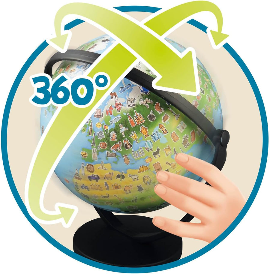 Globe Junior 20cm 300 Cartes avec Dessins et Infos Jouet Ludique Enfant