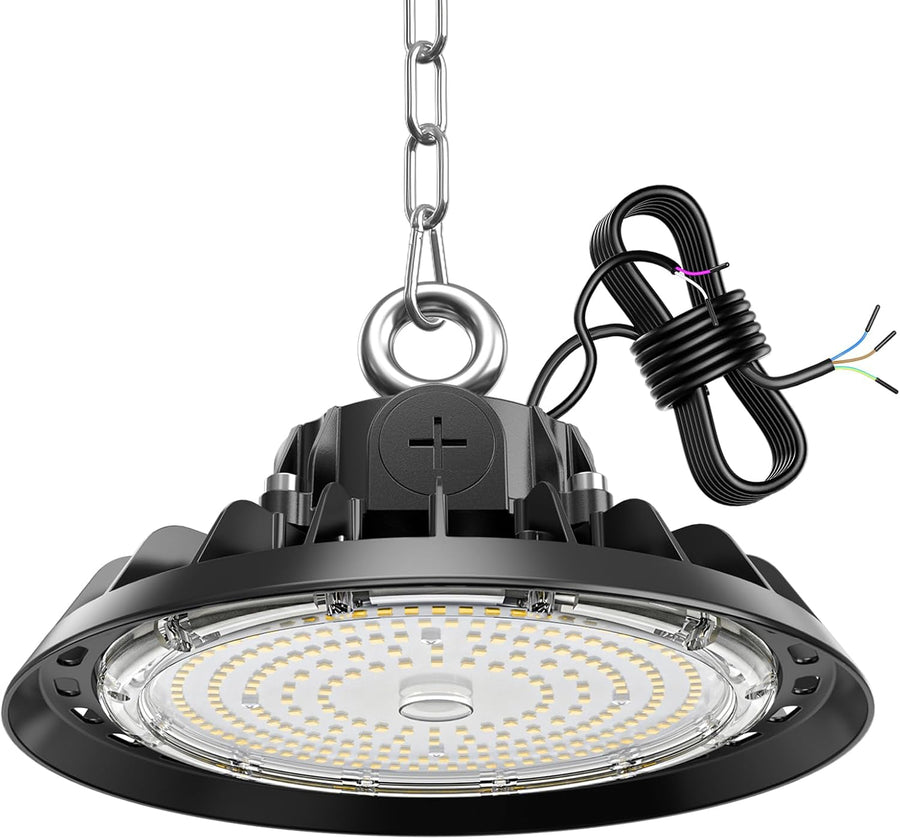 UFO 100W Éclairage LED Garage Projecteur 17000LM Réglable 60W/80W/100W LED High Bay Lampe IP65 Étanche Plafond 120° pour Garage Atelier Entrepôt