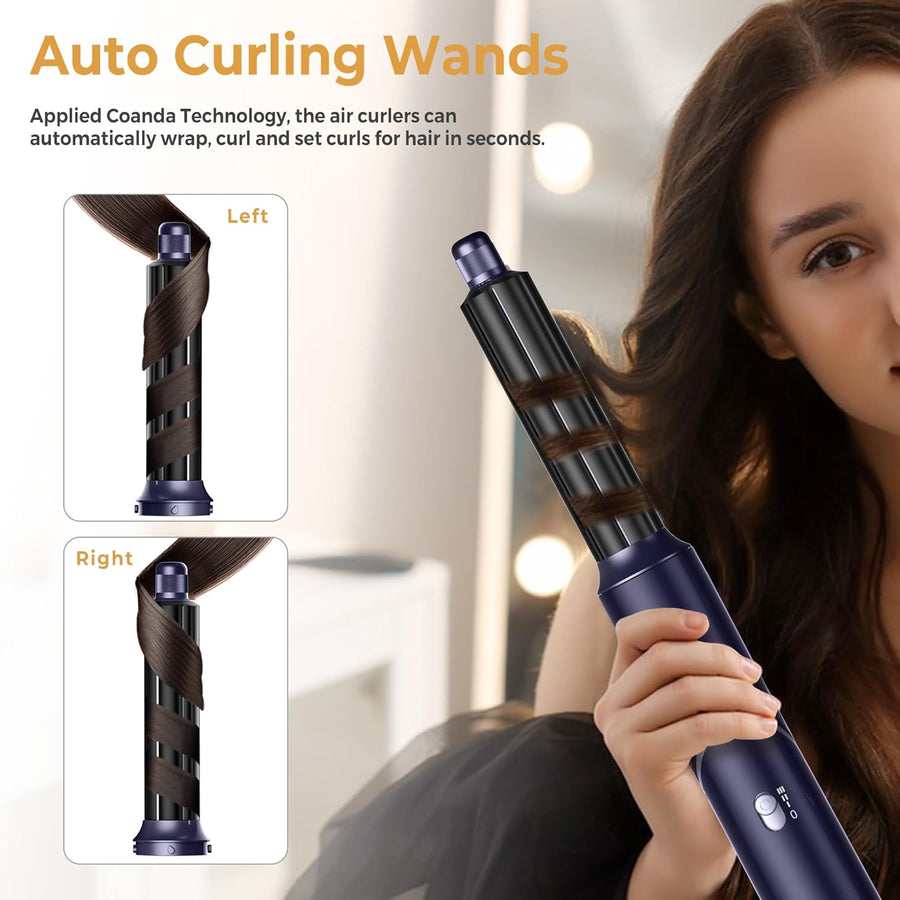 Air Brush Styler 5en1 Brosse Soufflante Chauffante Brushing Sèche-Cheveux Ionique Boucleur a Cheveux à Air Brosse à Lissante Embout de Sèche-cheveux Ensemble de Coiffure VIOLET