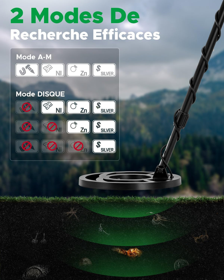 Detecteur de Metaux Professionnel Haute Précision avec Bobine Étanches de 10 Pouces, Kit de Détecteurs de Métaux Électriques pour la Plage