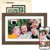 Cadre Photo Numérique WiFi 10.1 Pouces Noyer Bois Mémoire 32 Go, Écran Tactile HD IPS 1280 x 800, Auto-Rotation, Partage de Photos Vidéos Via Frameo APP/USB/SD