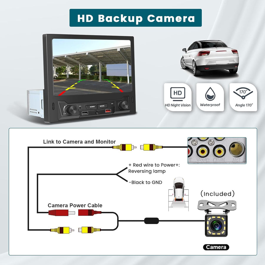 Autoradio 1 Din CarPlay avec Écran Tactile de 8 Pouces, Radio 1DIN avec Carplay Android Auto sans Fil FM AM Dual-USB SWC Mirror Link avec Caméra de Recul + MIC