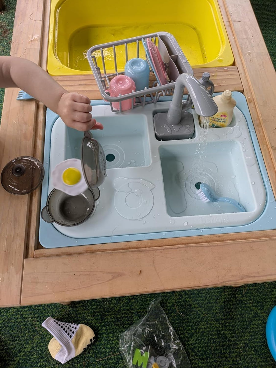 Jouets d'Évier De Cuisine avec Eau Courante, Couleurs Changeantes Vaisselle, Recyclage de l'eau ROSE