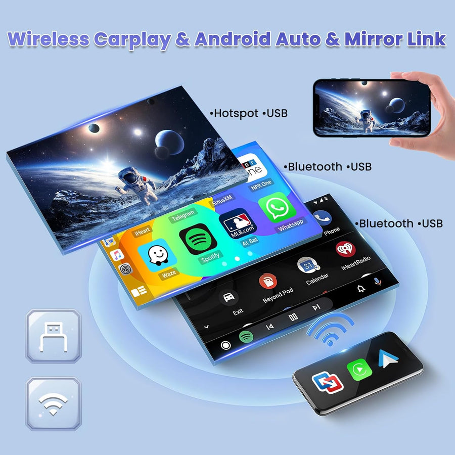 Autoradio 8-Core/4G+64G/DSP Android 15 pour VW Golf 5 Golf 6 Passat Tiguan Polo T5 Transporter Seat Leon avec sans Fil CarPlay Android Auto, 9" écran Tactile avec BT GPS WiFi RDS FM USB+CAM