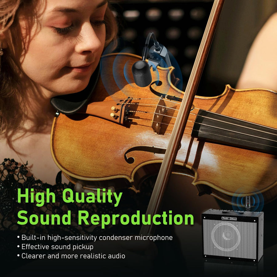Microphone Violon Sans Fil Pick-up Col de Cygne Émetteur Récepteur pour Haut-parleurs Actifs Systèmes de Sonorisation Actifs VT-5