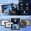 Écran CarPlay Moto sans Fil Compatible avec Apple CarPlay & Android Auto,5 Pouces Écran Tactile Moto Étanche avec Double Bluetooth,Navigation GPS,Commandes Vocales,Égaliseur,Alimentation USB/ACC