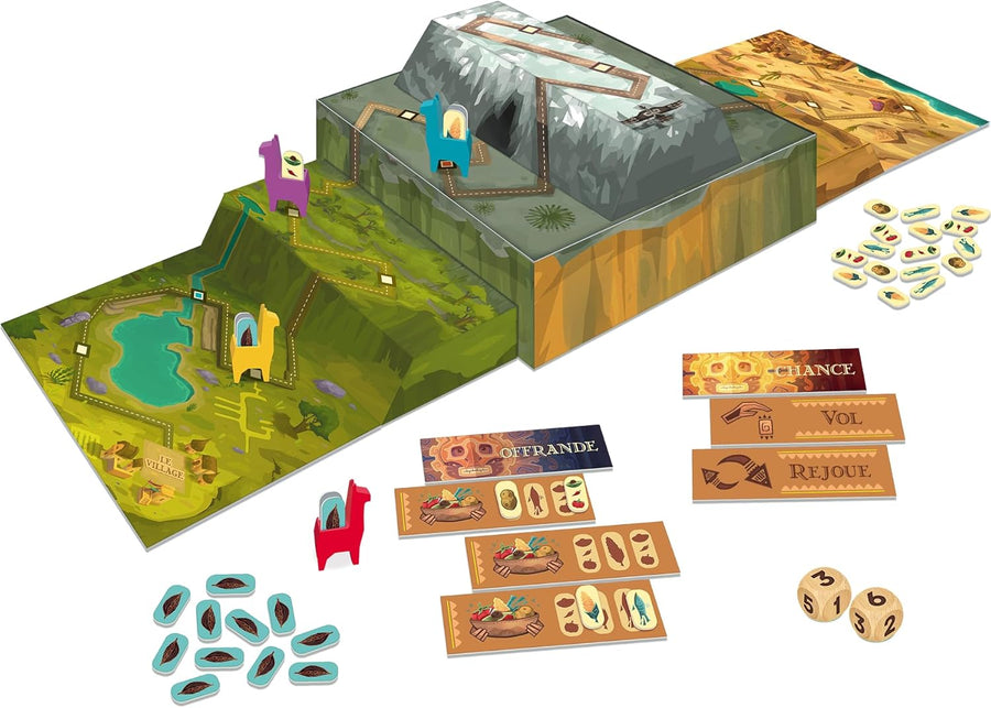 NATHAN - Pachalama - Jeu de société Famille Enfant - Course stratégique - Traverse Les Andes, troque Cacao et légumes, évite Les pièges des Autres Lamas - À partir de 6 Ans - 2 à 4 Joueurs