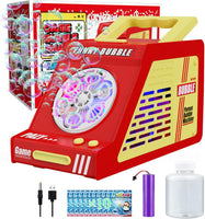 Machine à Bulles Automatique pour Enfants 10000+ Bulles avec 6 Grands Trous, Jouets à Bulles Portable avec Lumières de Couleur