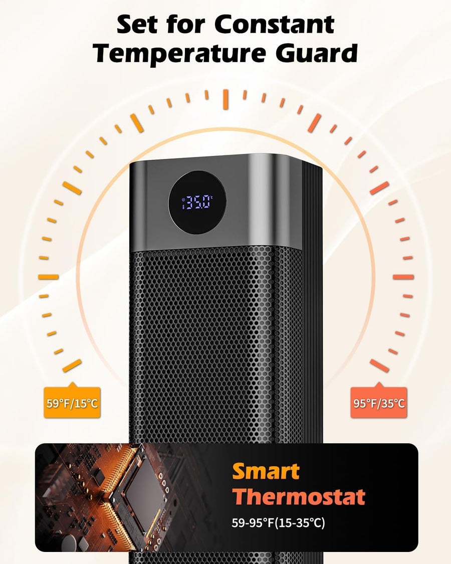 Chauffage d'appoint Electrique 2000W, Radiateur Soufflant céramique avec 70°Oscillation, 4 Modes, Thermostat, Minuterie 12H, Télécommande, Chauffage Soufflant pour Chambre Maison Intérieur