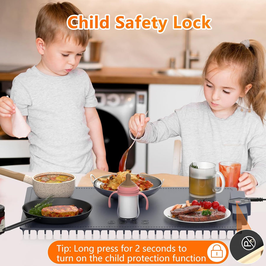 Plaque Chauffante Électrique Silicone Pliable Flexible avec 5 Température Réglable et Minuteur