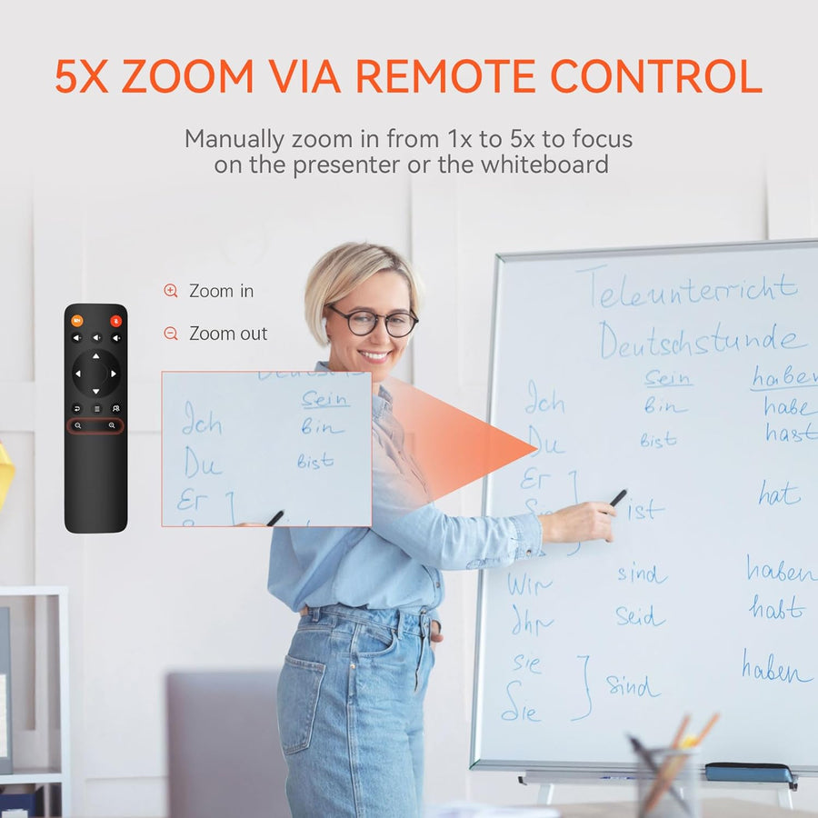 Webcam Conférence 4K 8MP Sony CMOS 4 Microphones Haut-parleurs Grand Angle 120° Caméra de Vidéoconférence 5x Zoom Cadrage Automatique