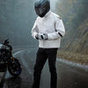 Blouson Moto Homme Taille L 4 Saisons – Veste Moto Textile Respirante et Coupe-Vent avec Protections CE aux Épaules et Coudes, Doublure Amovible, Confortable pour Route et Touring BLANC