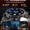 Montre Connectée Homme avec Appel Bluetooth-1000mAh Batterie,1.75" HD Grand Écran/LED Lampe,24/7 Sommeil/Fréquence Cardiaque,110 Sportifs IP68 Étanche Smartwatch Homme pour Android iOS