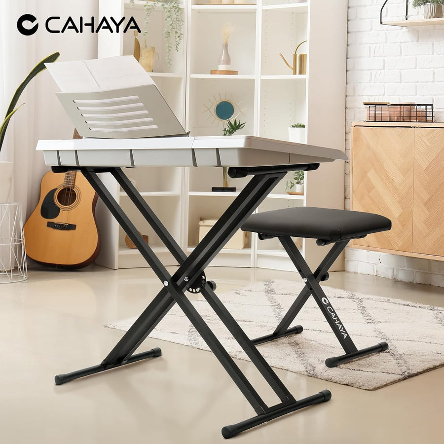 Support de clavier et banc de clavier - 6 niveaux réglables en hauteur - Double X-Frame - Pour clavier de 61, 76 et 88 touches - Charge maximale : 168 kg