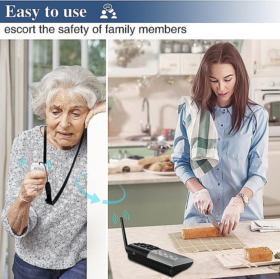 Interphone Sans Fil Audio Bidirectionnel Bouton Appel Soignant Pager Personne Agée