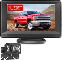 Camera de Recul avec 4.3 Pouces 1080p Moniteur Vision Nocturne Claire Image IPS