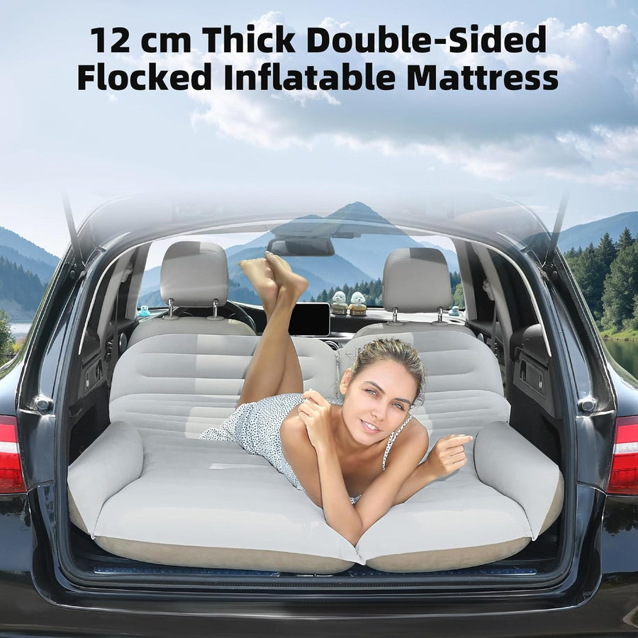 Matelas gonflable pour SUV avec pompe - Matelas gonflable de voiture d'extérieur pour dos SUV - Matelas de couchage portable BLANC