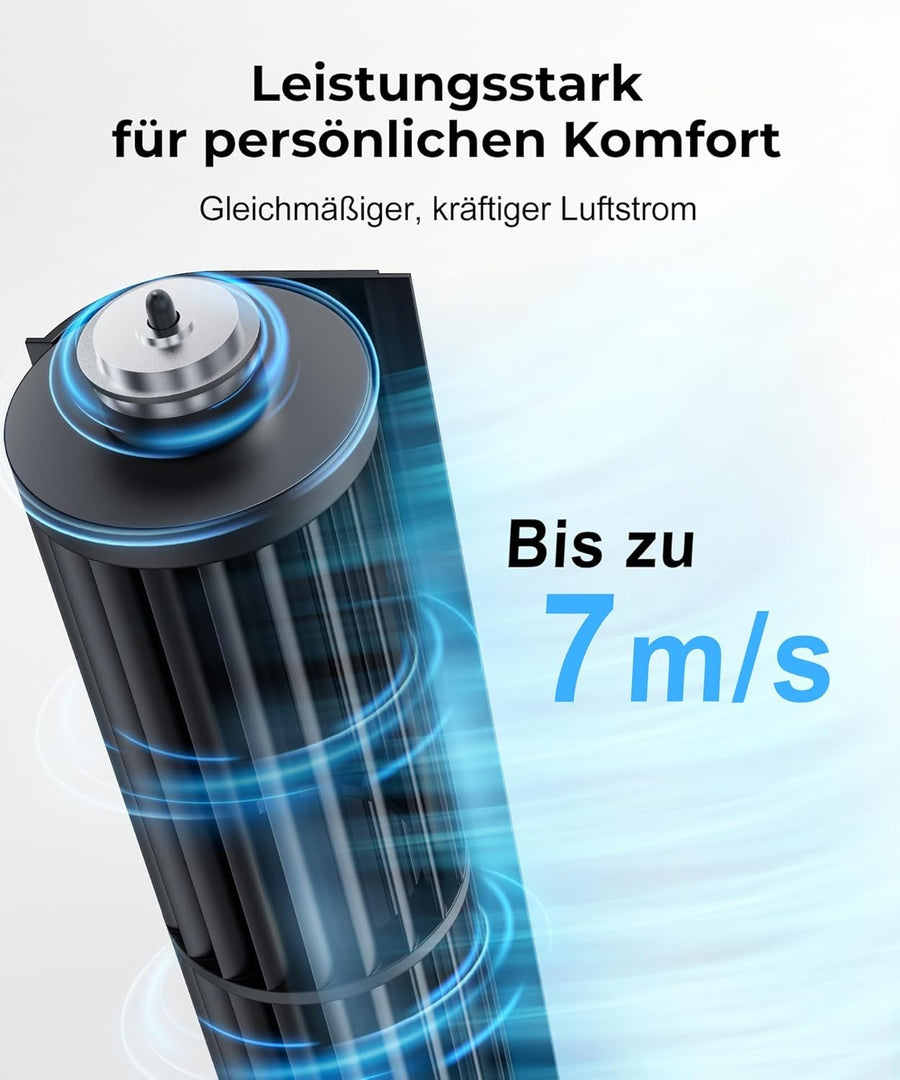 Ventilateur de table 7m/s avec Télécommande Oscillante à 70° 4 vitesses, 4 modes, minuterie de 12 heures