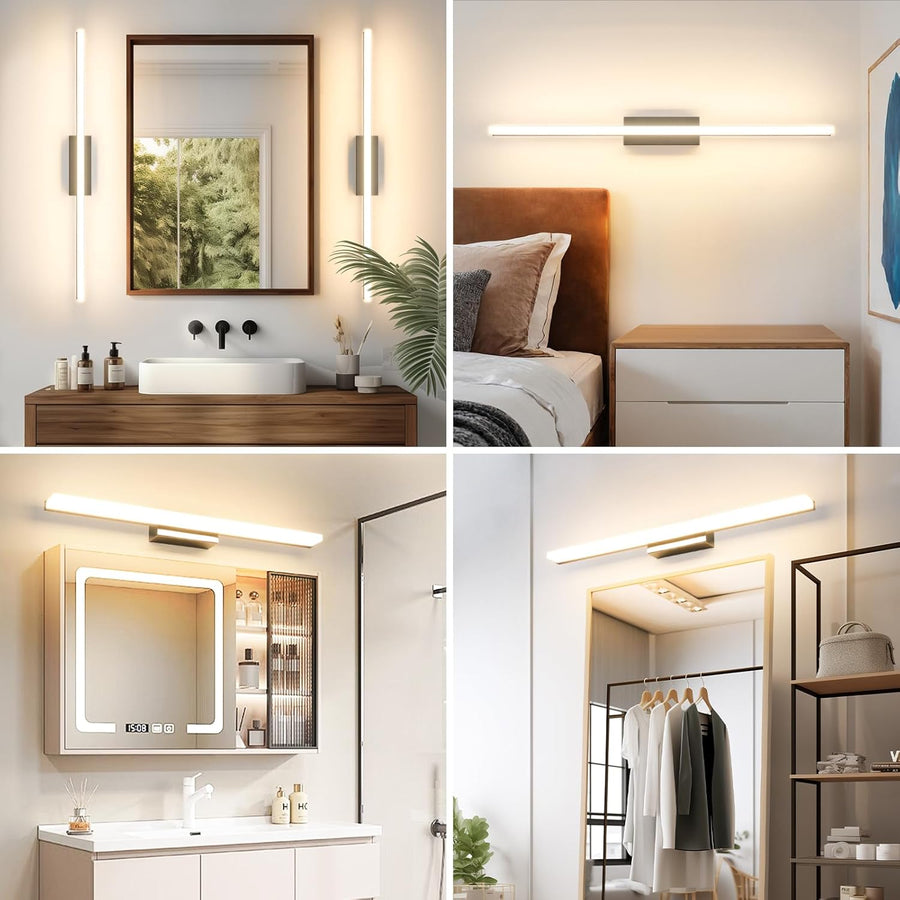 Lampe LED Miroir Salle de Bain 60cm IP44 Blanc Chaud 3000K Applique Murale 10W