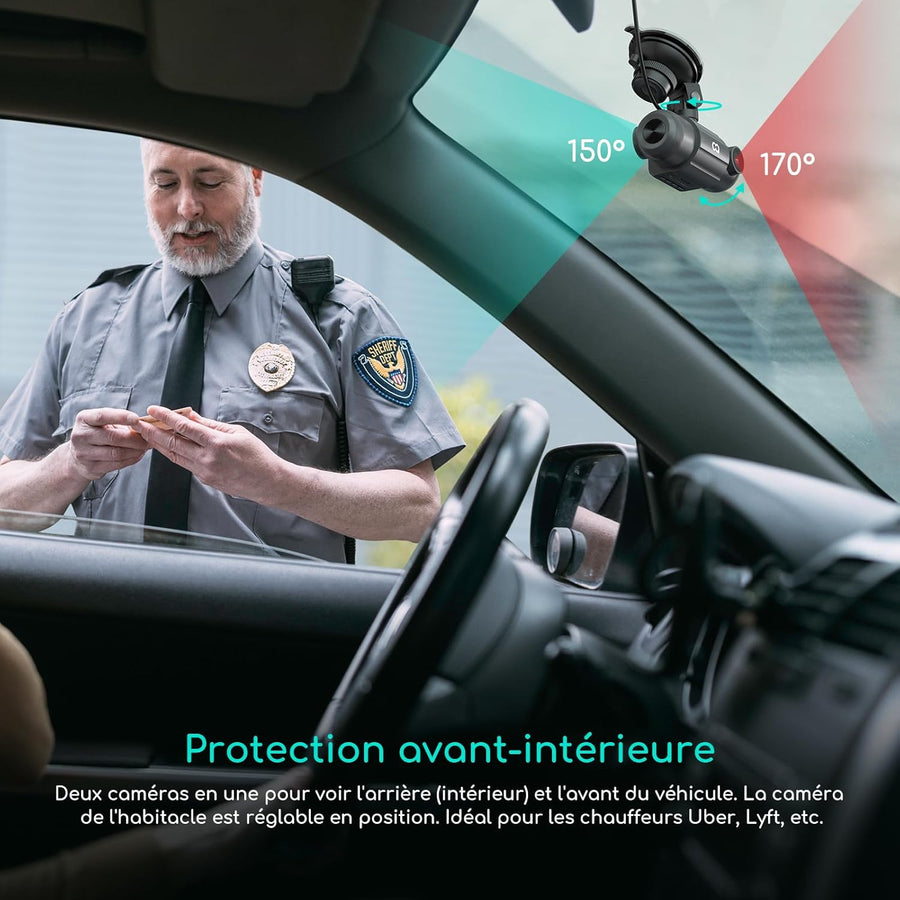 Dashcam 4K Voiture avec GPS, Wi-FI, Dashcam Voiture Avant Intérieur 2,5K 1080P, Vision Nocturne Infrarouge, supercondensateur, accéléromètre, Mode stationnement, Enregistrement en Boucle