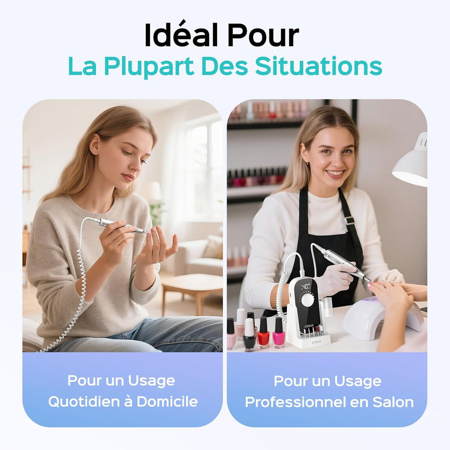 Ponceuse Pour Ongles Professionnelle 4000RPM: Ensemble de Lime a Ongle Electrique 6 en 1 Pour Ongles en Gel et Ongles en Acrylique, Idéal Pour le Salon et La Maison Portable et Silencieux