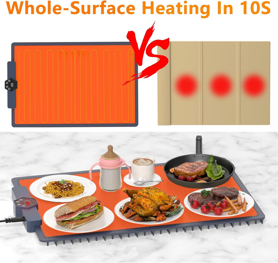 Plaque Chauffante Électrique Silicone Pliable Flexible avec 5 Température Réglable et Minuteur