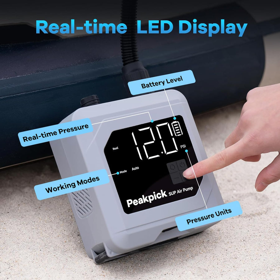 Pompe à pagaie électrique 20 psi, alimentée par Batterie Rechargeable, gonflage et dégonflage, Pompe à air Sup à arrêt Automatique