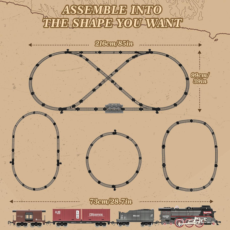 Jouet De Train Électrique À Vapeur, Telecommande Train Electrique Enfant, Locomotive à Vapeur Electrique avec la Fumée Lumineuse et Le Son
