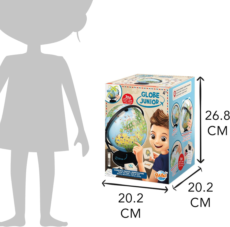 Globe Junior 20cm 300 Cartes avec Dessins et Infos Jouet Ludique Enfant