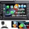 Autoradio 2DIN, 7" Radio Voiture pour VW Golf, Passat, Seat, Touran, Skoda, CarPlay & Android Auto, Commandes au Volant, Écran Tactile & Boutons Physiques, EQ, FM, GPS Navigation, MirrorLink