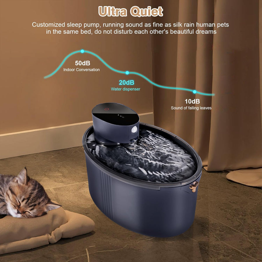 Fontaine Eau Chat sans Fil 2,5L Detecteur de Mouvement 4000mAh Rechargeable Batterie Silencieux Distributeur Eau Automatique NOIR