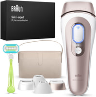 Braun Épilateur À Lumière Pulsée Intelligent Skin i·expert PL7387, Épilation À Domicile, Alternative Au Laser, Avec Appli, Rasoir Venus, 4 Têtes Intelligentes Pour Épiler Jambes, Visage et Plus