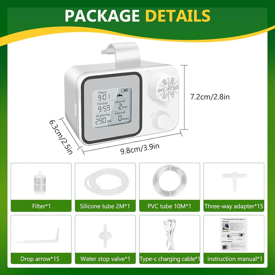 Kit Arrosage Automatique avec Tuyau 2000mAh Goutte à Goutte pour Plate-Bandes, terrasse, Jardin ou Plantes