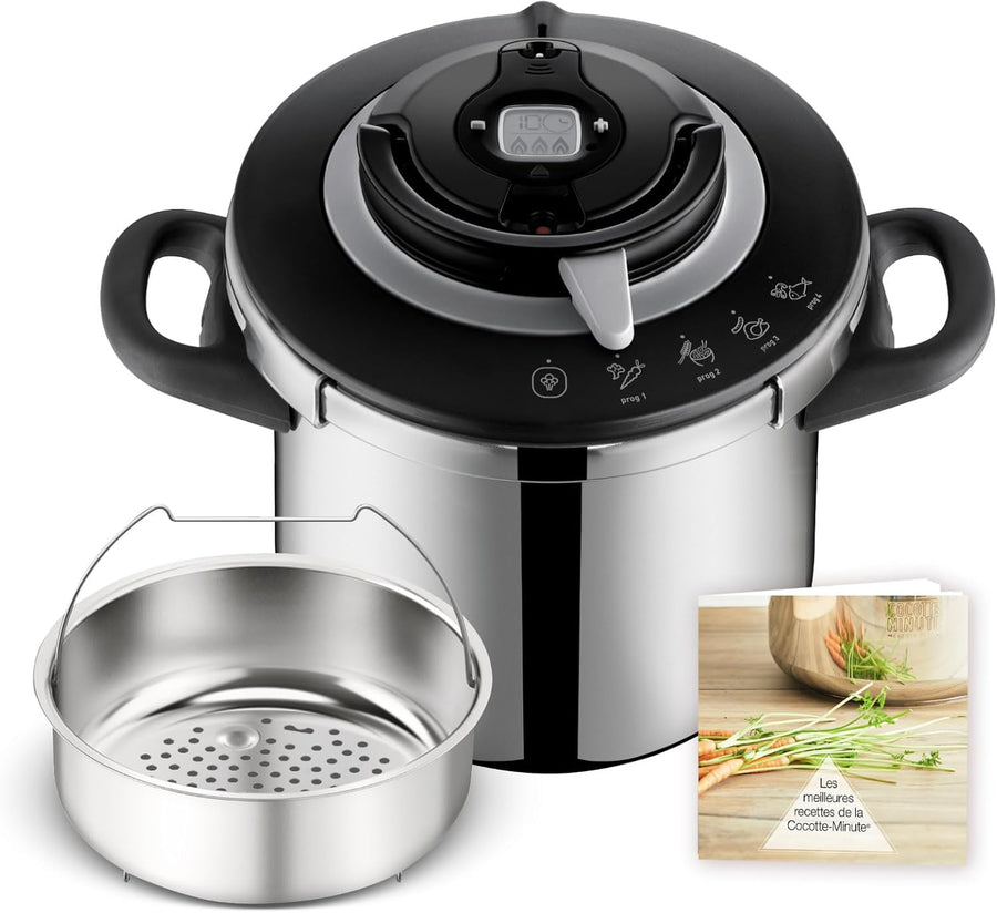 SEB Clipso+ CHEF 10L Cocotte-minute, 7-10 convives, Induction, 4programmes cuisson, Ouverture et fermeture du couvercle d'une seule main, P4551500