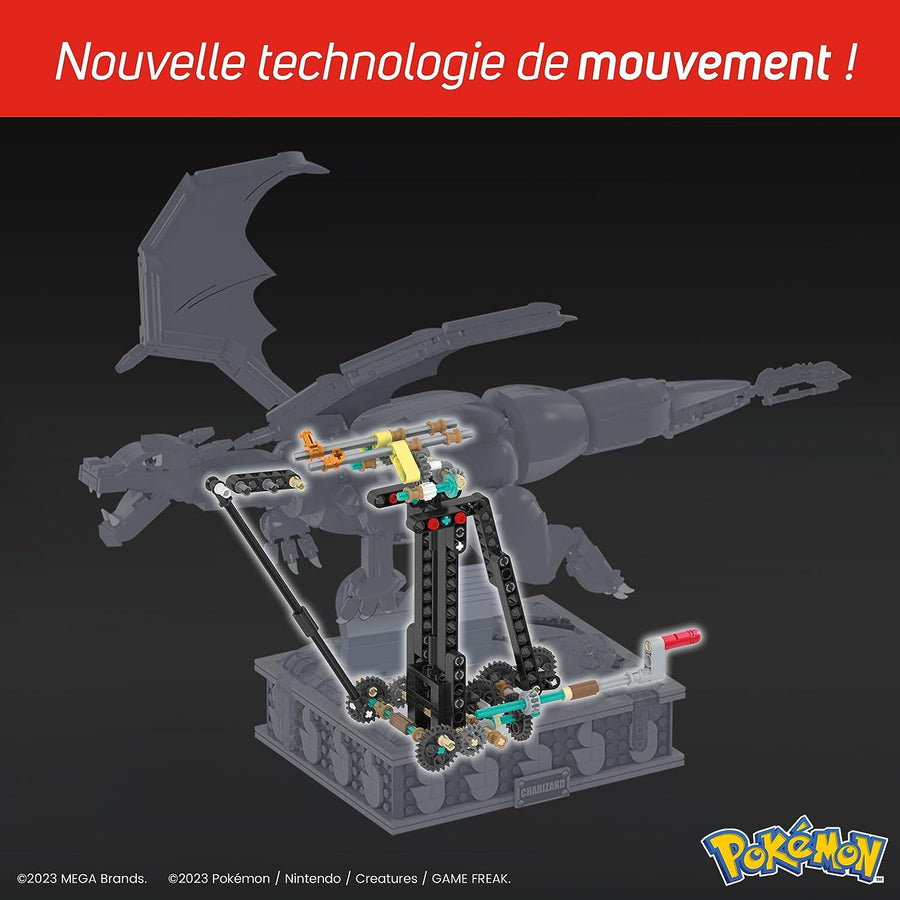 Pokémon Construction Figurine Articulée Authentique Dracaufeu En Mouvement 1663 Pièces 28cm