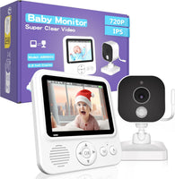 Babyphone Camera 2,8 Pouces Caméra Bebe 720P IPS LCD Moniteur Vidéo 2000mAh USB-C BabyPhones avec Vision Nocturne Zoom VOX Communication Bidirectionnelle Capteur de Température 8 Berceuses
