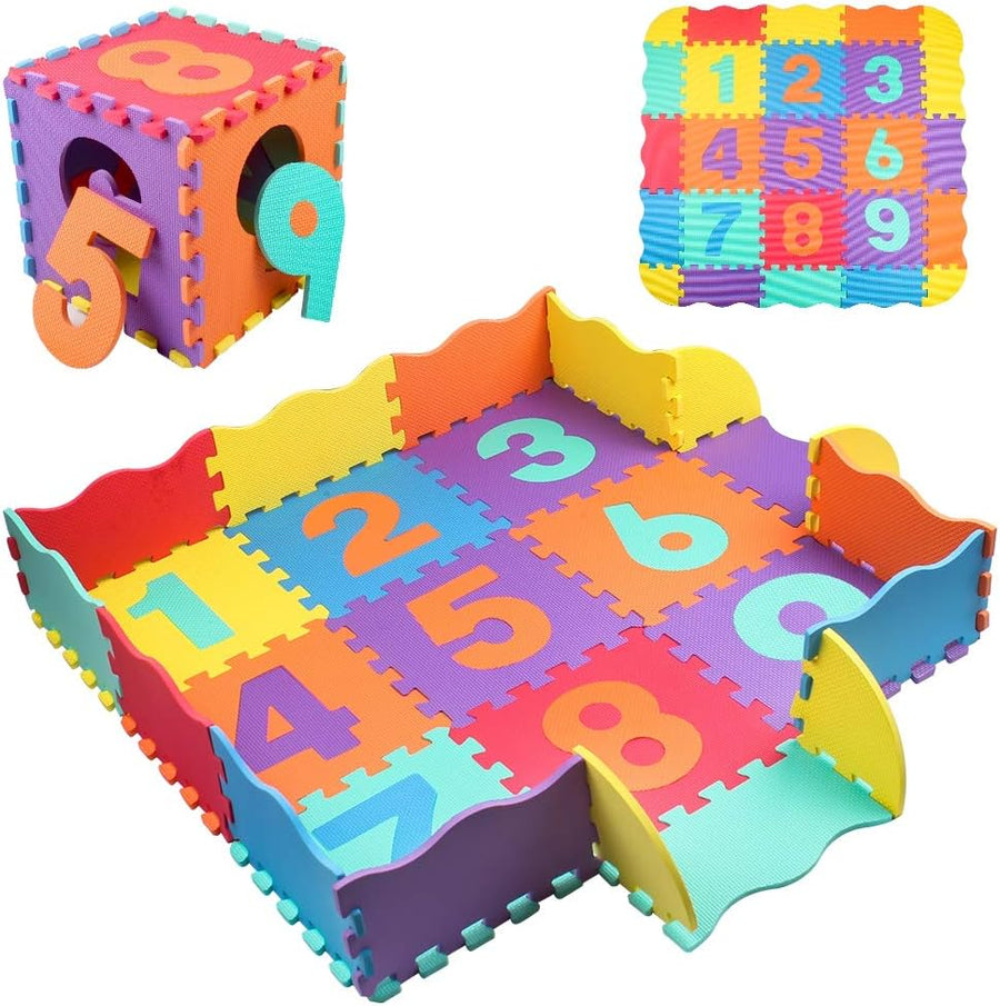 Puzzle Tapis Mousse Bébé Non Toxiques Tapis de Sol épais, Tapis de Jeu de clôture Enfant 25 pièces 9 Dalles 30x30cm
