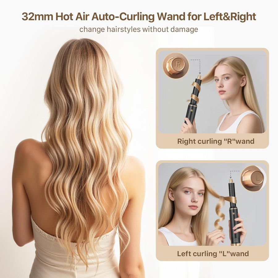 Air Brush 5 en 1, Brosse soufflante Sèche-Cheveux Multifonction Avec 3 Temp, Air Chaud Hair Styler pour Femme Sécher Boucler Lisser et Donner du Volume NOIR