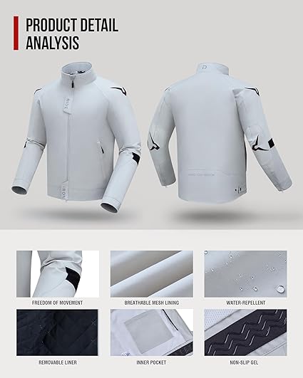 Blouson Moto Homme Taille L 4 Saisons – Veste Moto Textile Respirante et Coupe-Vent avec Protections CE aux Épaules et Coudes, Doublure Amovible, Confortable pour Route et Touring BLANC