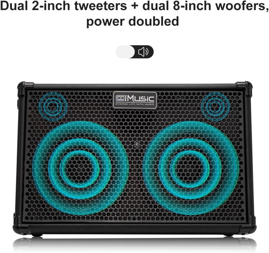 Amplificateur 2x60W Guitare Acoustique Haut-parleur Bluetooth Portable Effet Reverb Chorus Delay 7 Entrées