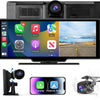 Carplay Voiture & Android Auto,10,26” Écran Carplay avec Dashcam Avant 4K, Caméra Arrière 1080P Inclus, Commande Vocale, BT/GPS/FM/AUX
