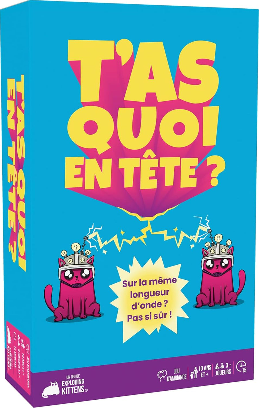 Asmodee - T'AS Quoi en TÊTE ? - Exploding Kittens - Jeux de société - Jeu de Lettres et Mots - Ambiance coopérative ou compétitive - 10 Ans et + - 3 Joueurs et + - 15 Min - Version Française