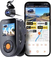 Dashcam Voiture S1 Pro Max 4K+2.5K Starvis 2 Avant et Arrière, Caméra embarquée 5G Wi-FI Dash Cam GPS 360°HDR Tampon Surveillance de stationnement,Contrôle Vocal FrançaisLTE en Option Max 1To