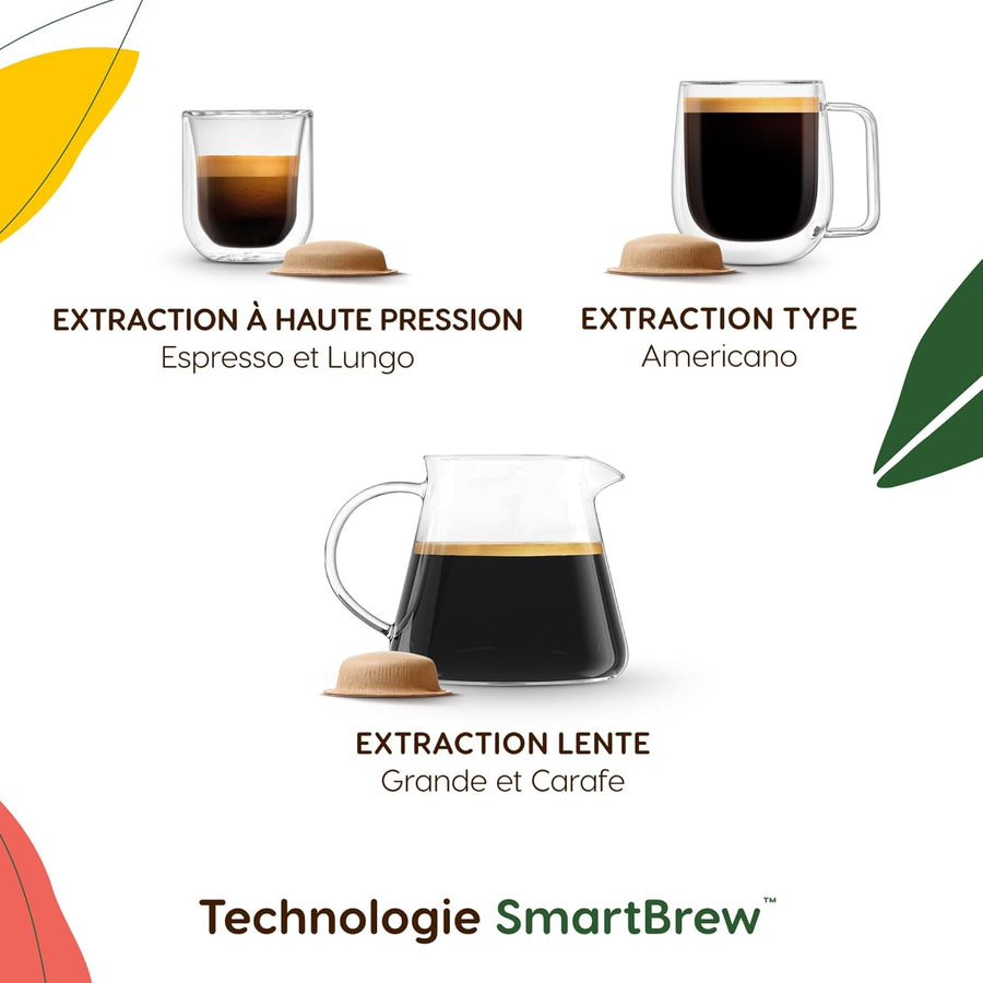 NESCAFÉ DOLCE GUSTO NEO CAFFE - Machine À Café KRUPS pour Dosettes Compostables - Technologie Brevetée SmartBrew 3-En-1 - Cafetière Connectée