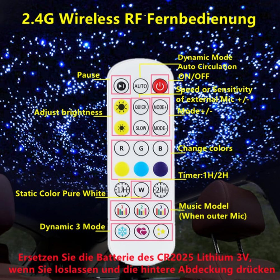 Kit plafonnier ciel étoilé en fibre optique pour voiture, application Bluetooth, kit d'éclairage avec télécommande RF, lumières optiques RGBW en fibre optique avec 160 pièces