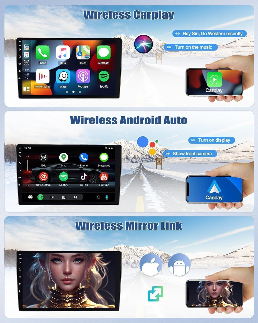 Autoradio 4Go+64Go pour Mercedes Benz Classe C W203,W209 C180, C200(2005-2009),Wireless Carplay Android Auto, 9 Pouces 2 Din Bluetooth 5.0/GPS/WiFi /32EQ DSP+MIC