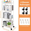 Chariot de Cuisine avec roulettes à 4 étages Chariot de Rangement Multifonction pour Cuisine, Maquillage, Salle de Bain, Bureau BLANC