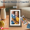 Cadre Photo Numérique WiFi 10.1 Pouces Noyer Bois Mémoire 32 Go, Écran Tactile HD IPS 1280 x 800, Auto-Rotation, Partage de Photos Vidéos Via Frameo APP/USB/SD