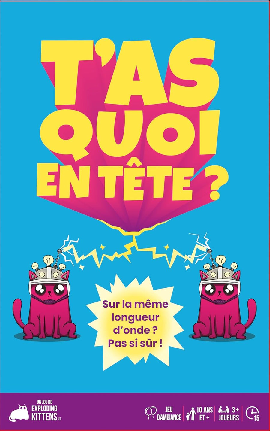 Asmodee - T'AS Quoi en TÊTE ? - Exploding Kittens - Jeux de société - Jeu de Lettres et Mots - Ambiance coopérative ou compétitive - 10 Ans et + - 3 Joueurs et + - 15 Min - Version Française