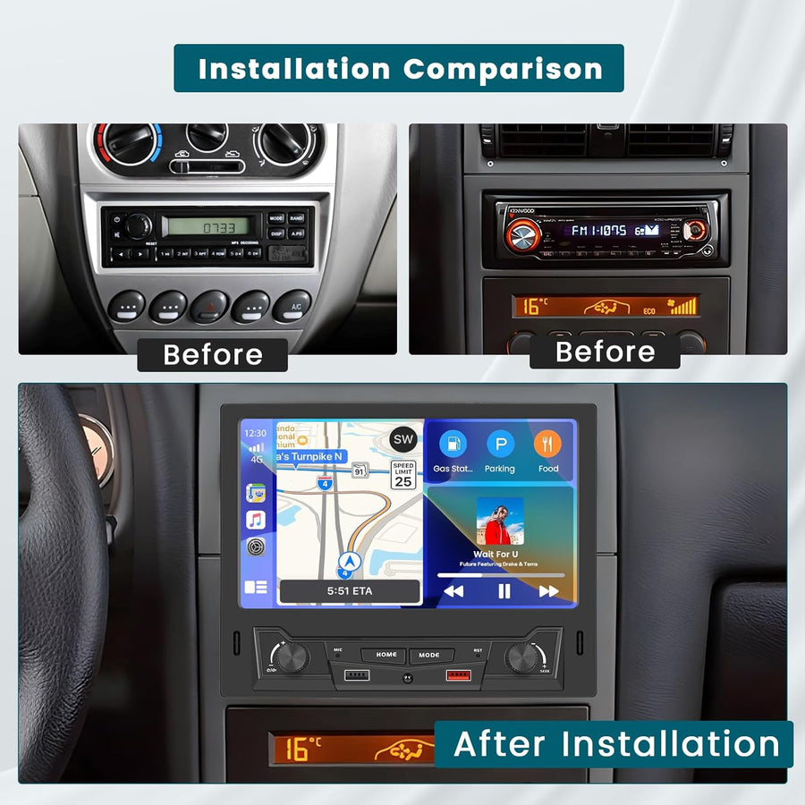 Autoradio 1 Din CarPlay avec Écran Tactile de 8 Pouces, Radio 1DIN avec Carplay Android Auto sans Fil FM AM Dual-USB SWC Mirror Link avec Caméra de Recul + MIC